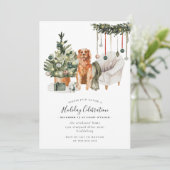 Weihnachtsbaumhund, Feiertage Weihnachts-Party Einladung (Stehend Vorderseite)