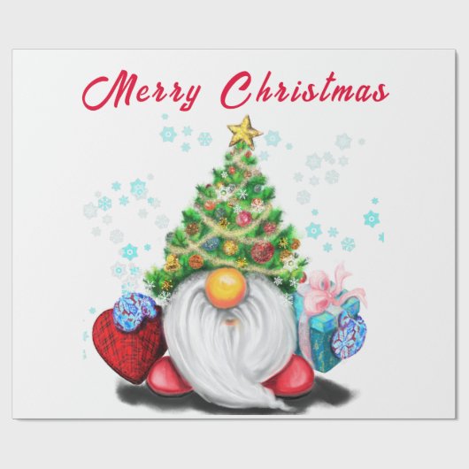 Weihnachtsbaumhut Gnom mit Geschenkverpackungspapi Geschenkpapier (Flach)