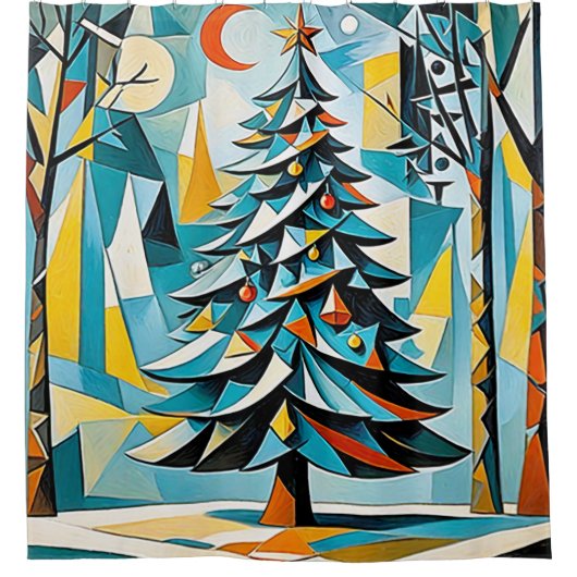 Weihnachtsbaumillustrierung 2 - Duschvorhang (Vorderseite)