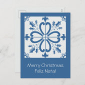 Weihnachtsbaumkacheln, Blätter und Blume Feiertagspostkarte (Vorne/Hinten)