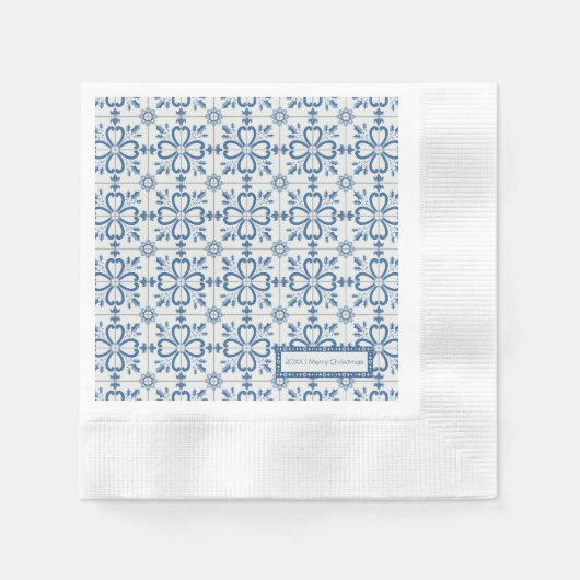 Weihnachtsbaumkacheln, Blätter und Blume Serviette (Vorderseite)