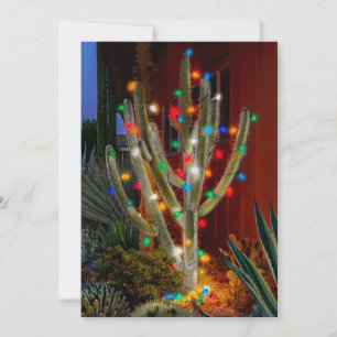 Weihnachtsbaumkaktus auf einer einseitigen flachen feiertagskarte