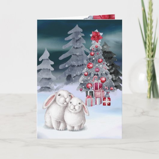 Weihnachtsbaumkarte Bunny Rabbit Karte (Vorderseite)