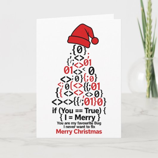 Weihnachtsbaumkarte mit Code - Romantisches Gesche Karte (Vorderseite)