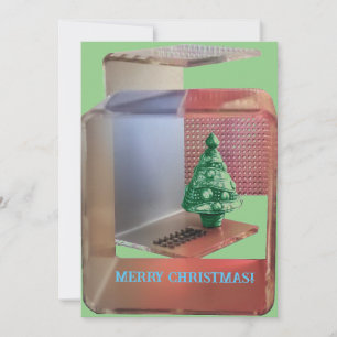 Weihnachtsbaumkarte, modern rot-grün einladung