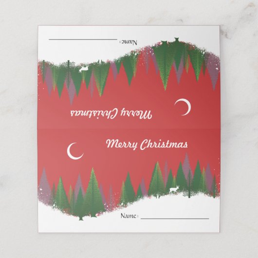 Weihnachtsbaumkarte Platzkarte (Außenseite Aufgefaltet)