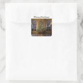 Weihnachtsbaumkarte Quadratischer Aufkleber (Tasche)