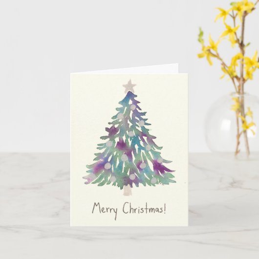 Weihnachtsbaumkarte - Silberbaumchen Karte (Gelbe Blume)