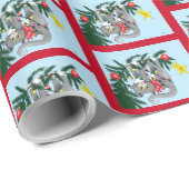 Weihnachtsbaumkatze am Hang Geschenkpapier (Rolleneckpunkt)