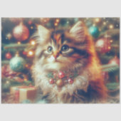 Weihnachtsbaumkatze Decoupage Seidenpapier (Vorderseite)