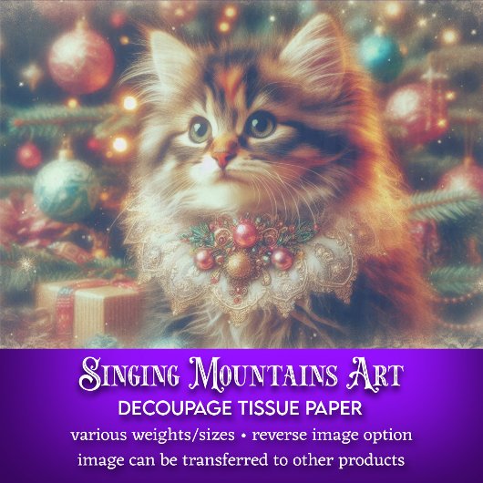 Weihnachtsbaumkatze Decoupage Seidenpapier