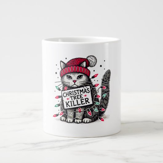 Weihnachtsbaumkatze Jumbo-Tasse (Vorderseite)