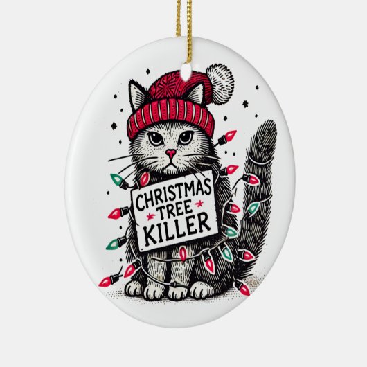 Weihnachtsbaumkatze Keramik Ornament (Rechts)