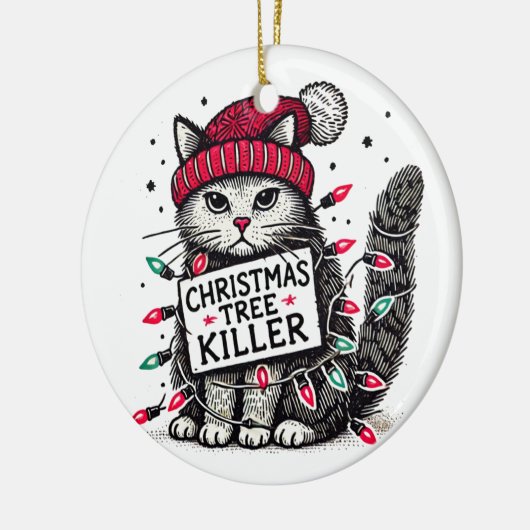 Weihnachtsbaumkatze Keramik Ornament (Links)