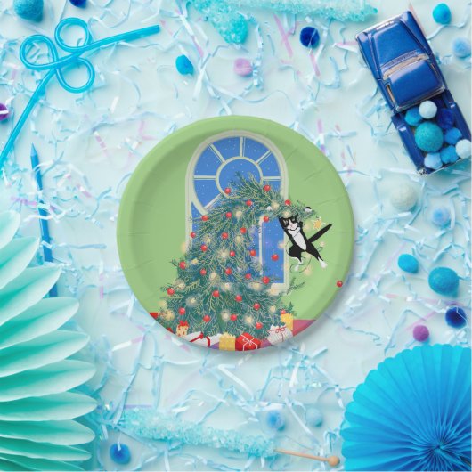 Weihnachtsbaumkatze Pappteller (Party)