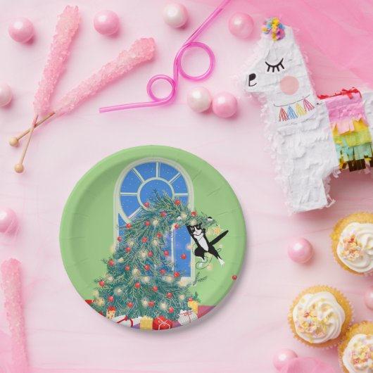 Weihnachtsbaumkatze Pappteller (Party)
