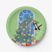 Weihnachtsbaumkatze Pappteller (Vorderseite)