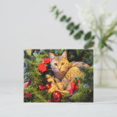 Weihnachtsbaumkatze Postkarte (Stehend Vorderseite)
