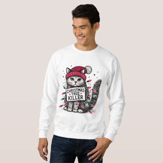 Weihnachtsbaumkatze Sweatshirt (Vorne ganz)