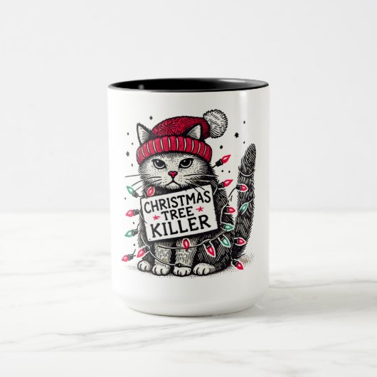 Weihnachtsbaumkatze Tasse (Zentrum)