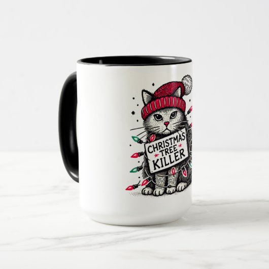 Weihnachtsbaumkatze Tasse (Vorderseite Links)