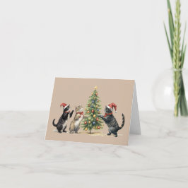 Weihnachtsbaumkatzen gefaltet Karte