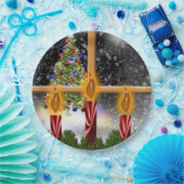 Weihnachtsbaumkerzen Dekoriertes Fenster Pappteller (Party)