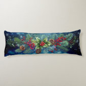 Weihnachtsbaumkiefer und Holunder mit Schnee Seitenschläferkissen (Rückseite)