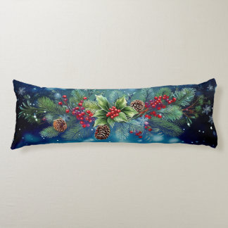 Weihnachtsbaumkiefer und Holunder mit Schnee Seitenschläferkissen