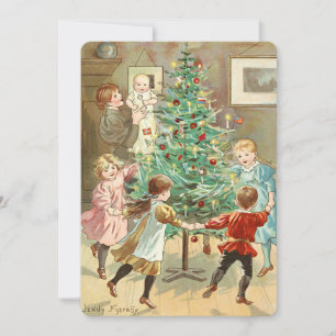 Weihnachtsbaumkinder aus der viktorianischen Ära Feiertagskarte