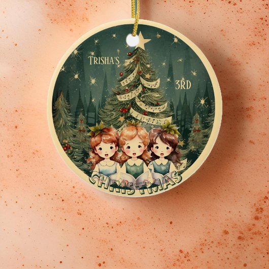 Weihnachtsbaumkinder singen Carolers Keramik Ornament