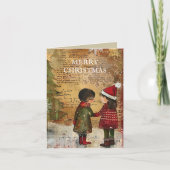 Weihnachtsbaumkinder Winterschnee Feiertagskarte (Vorderseite)