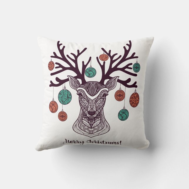 Weihnachtsbaumkissen Kissen ( The words "Merry Christmas!" are written in a cursive font at the bottom of the pillow. )