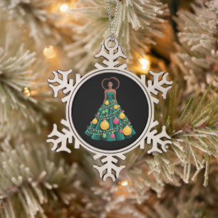 Weihnachtsbaumkleid Xmas-Lichter Afro-Frau Schneeflocken Zinn-Ornament