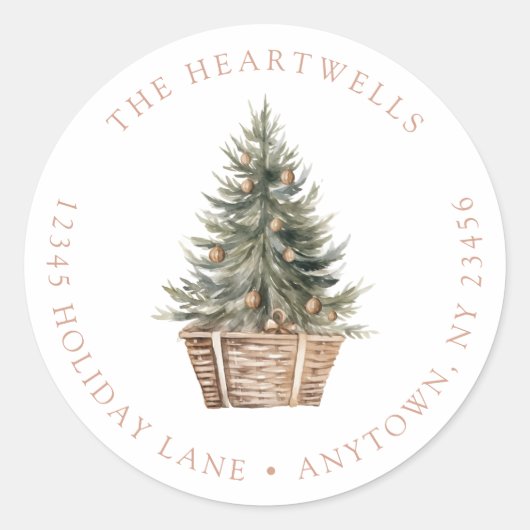 Weihnachtsbaumkörbe Rücksendeadresse Runder Aufkleber (Vorderseite)
