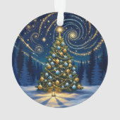 Weihnachtsbaumkugel 2025 – Winterliche Nachtbaum 2 Ornament (Rückseite)