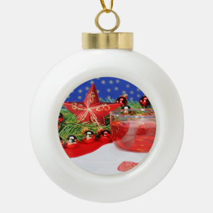 Weihnachtsbaumkugel frohes Fest mit Tannenbaum Keramik Kugel-Ornament