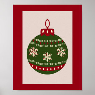Weihnachtsbaumkugel Grün und Rot Poster