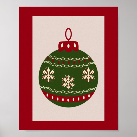 Weihnachtsbaumkugel Grün und Rot Poster (Vorne)