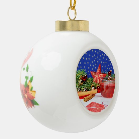 Weihnachtsbaumkugel mit Bild und Glockenmotiv Keramik Kugel-Ornament (Links)