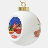 Weihnachtsbaumkugel mit Bild und Glockenmotiv Keramik Kugel-Ornament (Rechts)