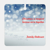 Weihnachtsbaumkugel Schnee Metal Square Ornament (Rückseite)