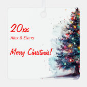 Weihnachtsbaumkugel Schnee Metal Square Ornament (Vorderseite)