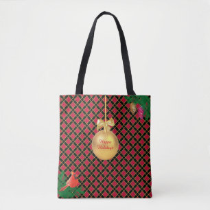 Weihnachtsbaumkugel, Vogel, Pinienzapfen auf Schwa Tasche