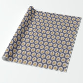 Weihnachtsbaumkugeln Blau Und Gold Geschenkpapier (Ungerollt)