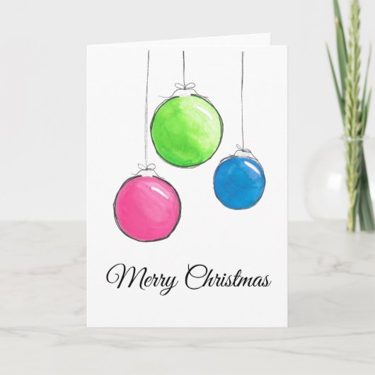 Weihnachtsbaumkugeln - Hell und fröhlich Feiertagskarte (Vorderseite)
