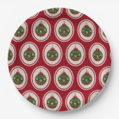 Weihnachtsbaumkugeln Rot Und Grün Pappteller (Vorderseite)