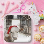 Weihnachtsbaumkuh mit Weihnachtsmannmütze Pappteller (Party)