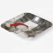 Weihnachtsbaumkuh mit Weihnachtsmannmütze Pappteller (Gewinkelt)