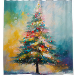 Weihnachtsbaumkunst in Abstraktem Öl und Pastellen Duschvorhang